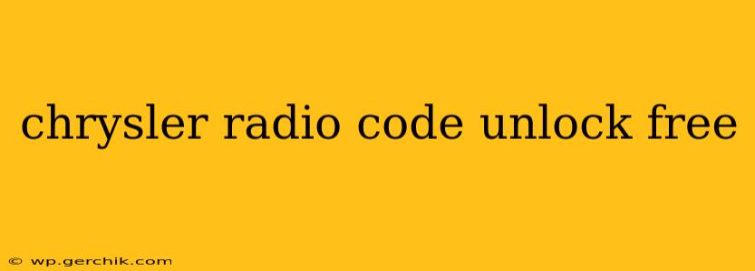 chrysler radio code unlock free