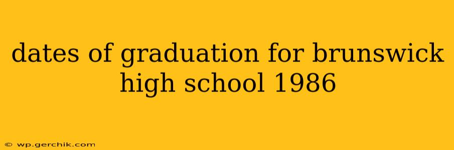 dates of graduation for brunswick high school 1986