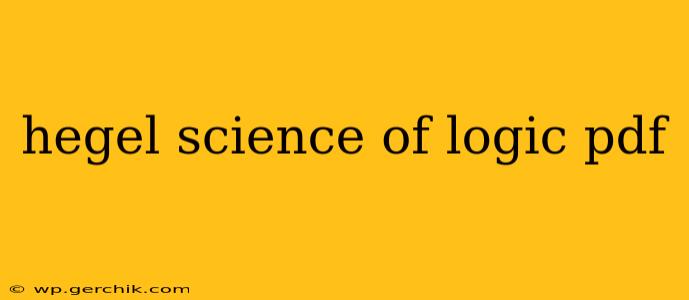 hegel science of logic pdf