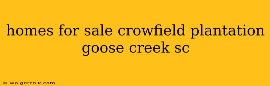 homes for sale crowfield plantation goose creek sc