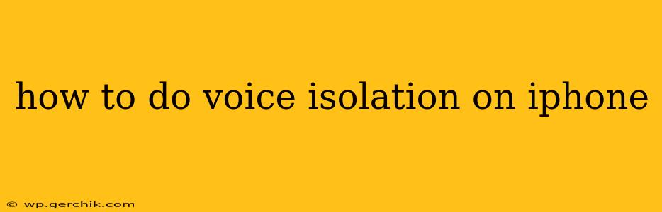 how to do voice isolation on iphone