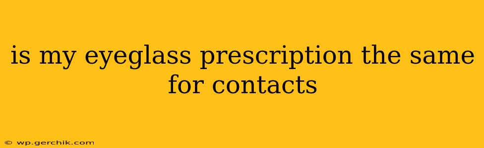 is my eyeglass prescription the same for contacts