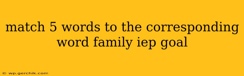 match 5 words to the corresponding word family iep goal